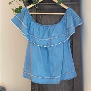 Chambray Off the Shoulder Top